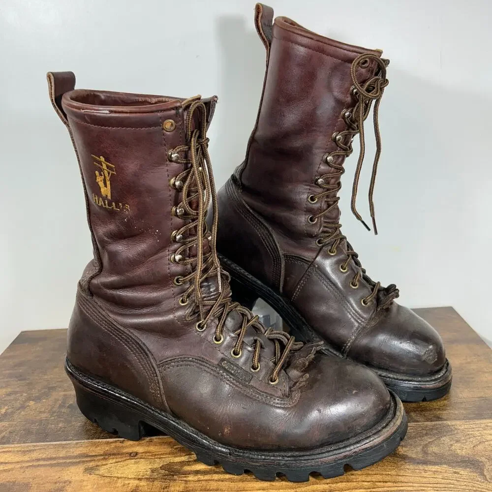Hall's Mens 10.5 D 10” Waterproof Goretex Steel Toe Lineman Boots USA Made